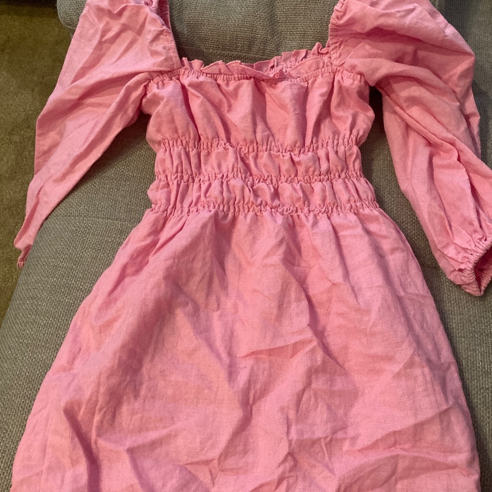 Pink ruched dress